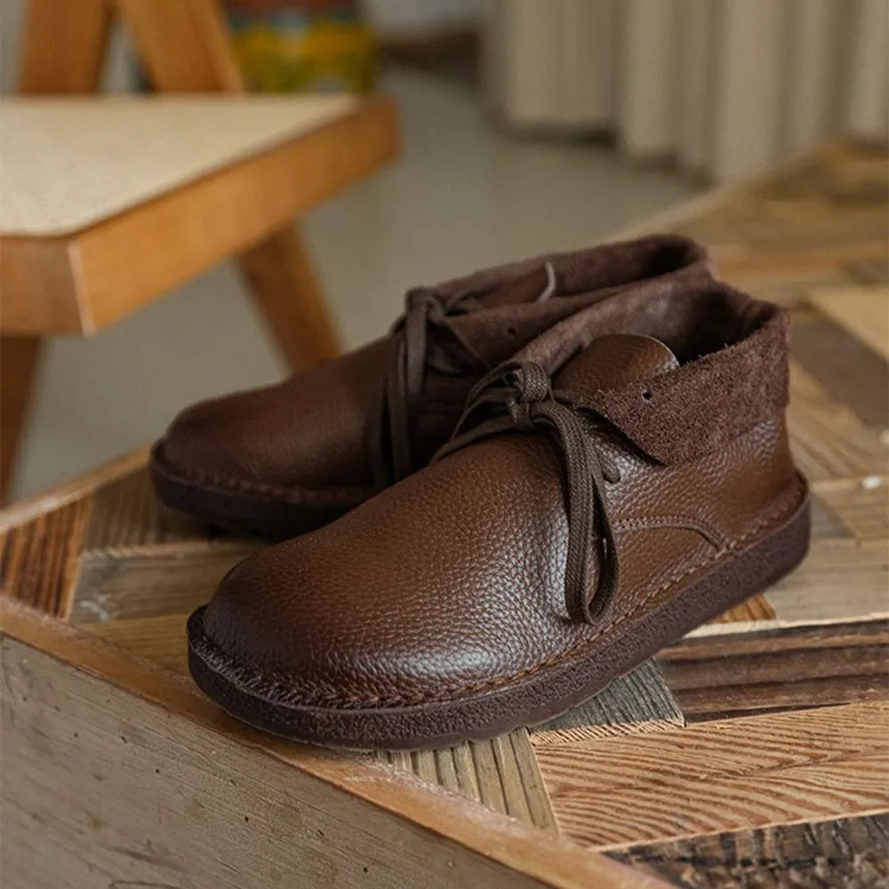 Zero Drop Leather Barefoot Boots Lace-Up Soft Ankle Booties Mori Girl Oxfords Designer Shoes Combat Boots Coffee Damian Dress Oxfords