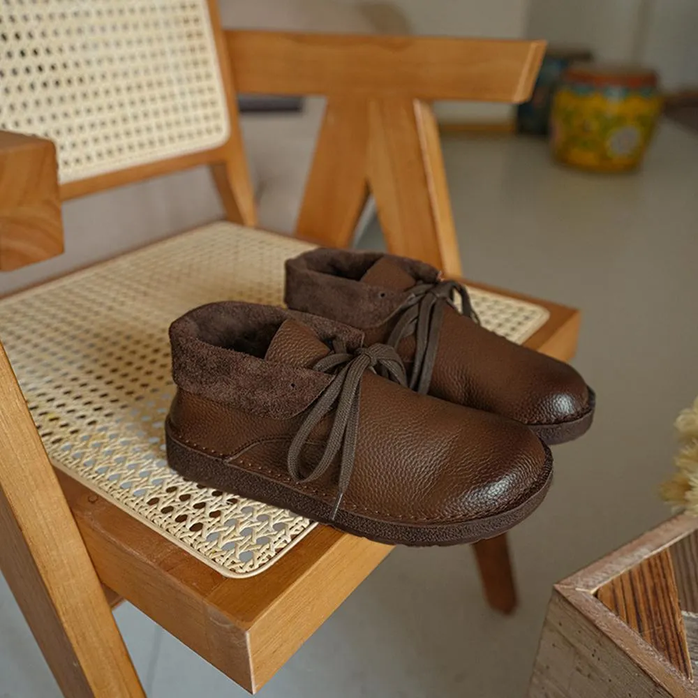 Heritage Oxford Grey Zero Drop Leather Barefoot Boots Lace-Up Soft Ankle Booties Mori Girl Oxfords Designer Shoes Combat Boots Coffee